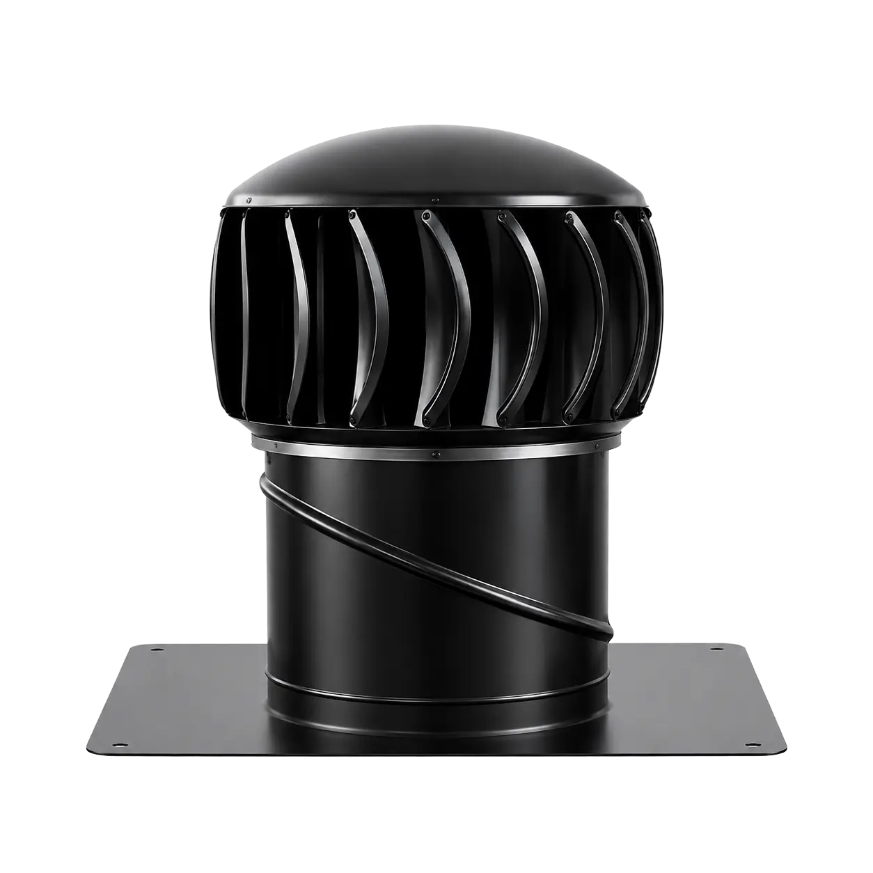 Black SupaVent wind-driven ventilator.